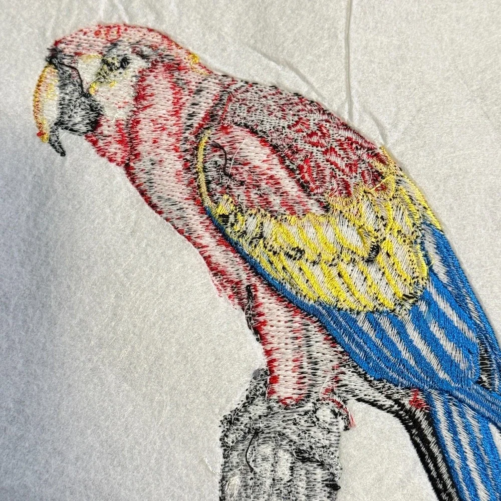 Vintage Macaw Parrot Bird Patch Portrait Applique Hand-Embroidered Sew On - Picture 3 of 5